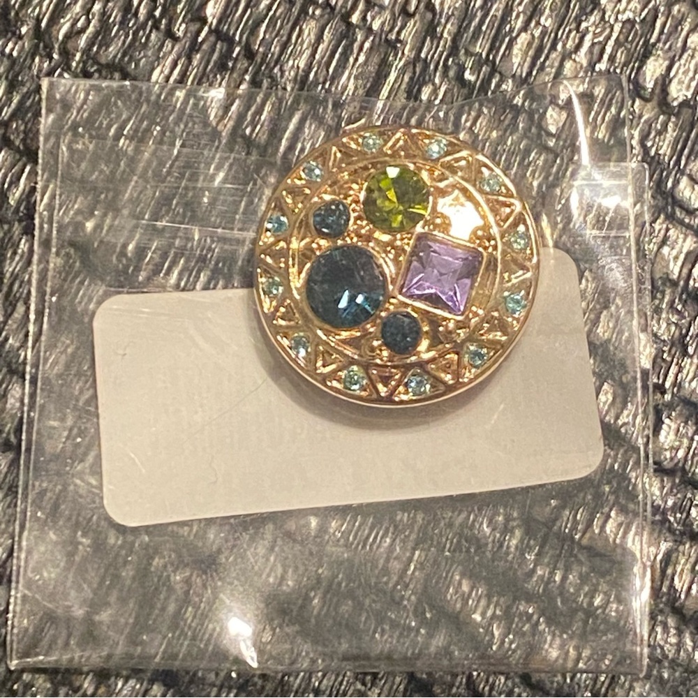 Original Magnolia and Vine Gold and Crystal Funky Art Deco Standard Jewelry Snap